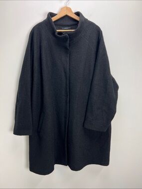 Cynthia Rowley Black Wool Overcoat Mockneck Womens 3X Lightweight Car Coat